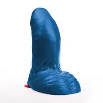 Dildo Fuck & Fist Buri XL realistiškas lenktas su sėklidėmis 27 cm mėlynas