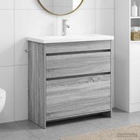 Bathroom Furniture Set Gray Sonoma 31.9 x 15.7 x 33.3 in (81 x 40 x 84.5 cm) Engineered Wood