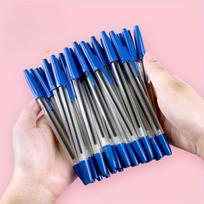 50Pcs Ballpoint Pens 1.0mm Blue Black Plastic Ball Point Pen Student Gift School Office Supplies Long Lasting Smooth Writing mėlyna