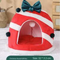 Winter Warm Cat Nest Dog Sleeping House Soft Bed for Kittens Puppies Christmas Gift Box Pet Party Decor Xmas Festival