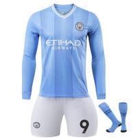Vaikų Man City Haaland ilgomis rankovėmis futbolo marškinėliai Mėlyni sportiniai drabužiai 120-130 CM mėlyna