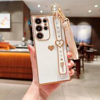 Plating Heart apyrankės dėklas, skirtas Samsung Galaxy S23 S22 Ultra S21 Plus S21FE A23 A24 A13 A12 A13 A52 A53 A54 smūgiams atsparus silikoninis minkštas dangtelis, skirtas iPhone Samsung Galaxy A54 5G balta