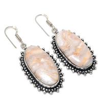 Natural Laguna Lace Agate 925 Sterling Silver Jewelry Earring 2.25  K6w34