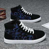 New Men's Sports Shoes, High Top Canvas Shoes, Men's Fashion Platform Casual Shoes, 2025 New Casual Vulcanized Shoes 39 mėlyna