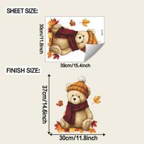 Cartoon Plush Bear and Fallen Leaf Children's Bedroom Home Decoration and Beautification Wall Stickers