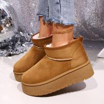 Moteriški platūs platforminiai sniego batai, Minimalistiniai lauko žiemos batai, Universalūs šilti ankle boots moterims 36 kupranugaris