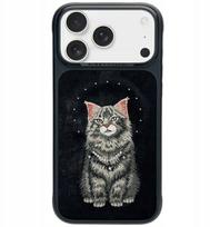 Dėklas MagSafe iPhone 17 Pro su siuvintu 3D kačiuku juodas Nimmy