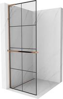 Mexen Kioto+ L dušo sienelė su lentyna Walk-in 70 x 200 cm, juoda tinklelis, rožinis auksas - 800-070-123-60-77, 70 x 200 cm
