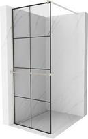 Mexen Kioto+ dušo sienelė su lentyna Walk-in 90 x 200 cm, juodas tinklelis, šlifuotas nikelis - 800-090-121-97-77