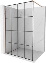 Mexen Kioto dušo siena Walk-in 130 x 200 cm, juodas tinklelis 8 mm, šlifuotas varis - 800-130-101-65-77, 130 x 200 cm
