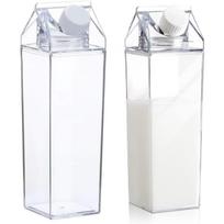 Pieno Dėžutės Formos Vandens Buteliukai 17oz/500ml Sandarus Plastikinis Vandens Buteliukas Daugkartinio Naudojimo Be BPA Sportinis Vandens Buteliukas Sulčių, Pieno Buteliukas Sporto Salės 2-Pack