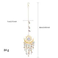 Evil Eye Sun Catcher Wind Chime Crystal Sun Moon Mobile Prism Hanging Ornament for Window Home Decor (as the picture,38*7cm)