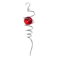 Factory Price Wind Chimes Gazing Ball with Spiral Tail Hanging Art Wind Spinner Stabilizer Garden Outdoor Hanging Decor raudona