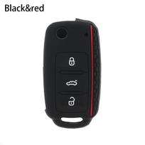 Silikoninis automobilio rakto dėklas Nuotolinio pultelio dangtelis VW Golf Polo Skoda Fabia Octavia juoda
