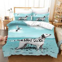 3D Dog Bedding Set Microfiber Duvet Cover 2/3 Pieces AU180*210 Oversize Animal Pattern Soft and Easy To Clean Household Decoration Baby 100x135cm gray