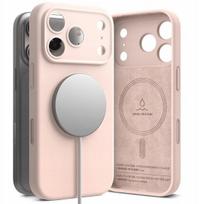 Telefono dėklas iPhone 17 Pro rožinis silikoninis MagSafe Ringke