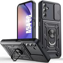 Dėklas Samsung Galaxy A54 5G - Itin atsparus - Juodas - Besisukantis stovas - Stumdomas dangtelis juoda