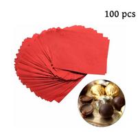 100 pieces/pack, 15 * 15 cm/6 * 6 inches, aluminum foil candy packaging paper, aluminum foil chocolate candy packaging paper, used for homemade candy Pack of 100 raudona