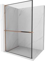 Mexen Kioto+ L dušo sienelė su lentyna Walk-in 80 x 200 cm, juodas rėmelis, rožinis auksas - 800-080-123-60-70