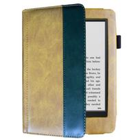 Funda e-Reader apsauginis dėklas PU odos atverčiamas dangtelis Kindle Touch D01200 žalia/ruda