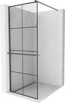 Mexen Kioto+ dušo siena su lentyna Walk-in 80 x 200 cm, juodas tinklelis, gun metal - 800-080-121-95-77, 80 x 200