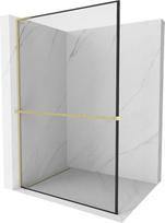 Mexen Kioto+ L Dušo sienelė su lentyna Walk-in 70 x 200 cm, juodas rėmas, auksinė šlifuota - 800-070-123-55-70, 70 x 200 cm