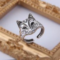 Yin Taifei Silver Fox Demon Mask Ring - Women's Peach Blossom Attraction, Cat Face Fox, Japanese Style Accessory. Adjustable