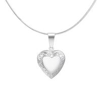 Silver Color Heart Locket Openable Photo Frame Pendant Round Snake Chain Necklace for Women Family Valentine's Day Gifts Jewelry 1mm width&60cm