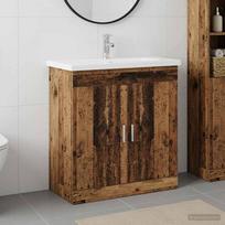 Bathroom Furniture Set Rustic Wood Look 31.9 x 15.7 x 33.3 in (81 x 40 x 84.5 cm) Engineered Wood