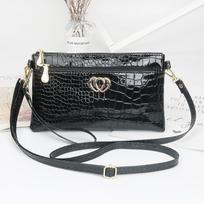 Fashion new glossy patent leather women's bag messenger bag casual alligator pattern women's clutch bag women's small bag juoda