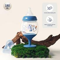 180ml children's high footed cup milk cup baby bottle for drinking water, household cup for direct drinking juice, glass style baby bottle mėlyna
