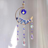 Wholesale Sun Catcher Wind Chimes Home Garden Decor Crystal Suncatcher Amethyst Evil Eye Suncatcher (as the picture,50cm)