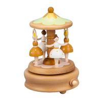 In Stock Custom Animal Wooden Music Box Merry Go Round Design Music Box Kit Ideal Gift for Kids (as the picture,Medium)