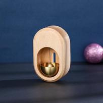 Wind Chime Solid Wood Simple Handmade Refrigerator Copper Bell Small Creative Housewarming Gift (as the picture,S)