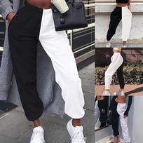 Women Ladies  Casual Slim Sports Pocket Loose Pants Trousers L juoda