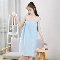 Bath Wrap Towel, Absorbent And Non-Slip, Thick Microfiber Spa Shower Robe With Elastic Top, Solid Color, Quick Dry, Soft mėlyna