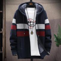 Megztinis Vyriški Megztiniai Paltai Žieminis Fleece Megztas Megztinis Striukė Šiltas Užtrauktukas Vilna su gobtuvu Megztinis M tamsiai mėlyna spalva