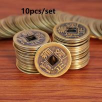 Vintažinio stiliaus feng shui kabantys papuošalai – 10 vnt. ketaus senovės Kinijos imperatoriaus monetų kopija, klestėjimas ir turtas, fantazijos tema 10 versatile decorations