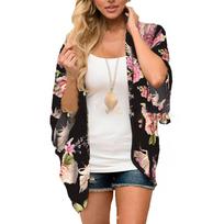 Moteriški vasariniai ilgi laisvi kimono kardiganai Boho šifoniniai gėlėti paplūdimio uždengiamieji viršutiniai drabužiai Paplūdimio drabužiai Havajų šifono kardigano viršus XXXL