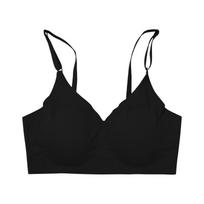 Vasarinės minkštos liemenėlės moterims, besiūlės, su vielute, push-up, su pakietinimu, bazinis trumpas topas, moteriškas bralette S juoda