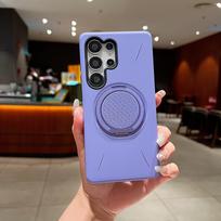 For Magsafe Rotating Fold Stand Phone Case For Samsung Galaxy S25 Edge S23 S24 FE Plus S22 Ultra Dual Layer Magnetic Armor Cover Galaxy S24 Ultra violetinė