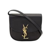 Saint Laurent Ysl Kaia Gold Logo Smooth Calfskin Leather Saddle Bag Women Shoulder Bag Black 619740-BWR0W-1000 Basic Set (Bag+Dust Bag)