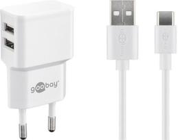 Įkroviklis Goobay Rinkinys, skirtas įkrauti dviem USB-C 2.4 A