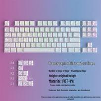 Custom Contour 130-Key Translucent Gradient Keycaps Set with Side Engraved Design & Luminous Cracked Effect for Mechanical Keyboards