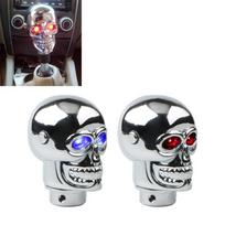 Metal Skull Shifter Knob Skeleton Shape Car Automatic Gear Shift Handle With Red Led Light Car Interior Modification Accessory mėlyna