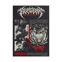 Berserk Anime Tapestry Guts Black Swordsman Retro Manga Print Durable Polyester Wall Decor for Bedroom Gaming Room Dorm 74x94cm(29x37in)
