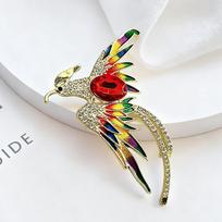 Colorful Phoenix Reborn Ashes Red Green Crystal Rhinestone Enamel Brooch Pins Party Wedding Girl Gifts raudona