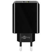 Goobay dvigubas USB greitas įkroviklis USB/QC3.0 (28W) juodas