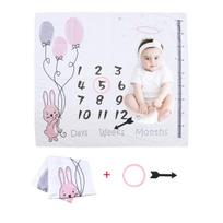 Ylsteed spausdinimo kūdikio etapų antklodė naujagimio nuotraukų rekvizitai fotografavimo fonas kūdikio mėnesinio augimo suvenyrų aksesuarai (as the picture,100X100cm) white