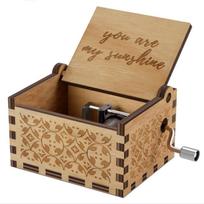 You Are My Sunshine Wood Music Boxes,Laser Engraved Vintage Wooden Musical Box Gifts (as the picture,2.56"x2.09"x1.46")